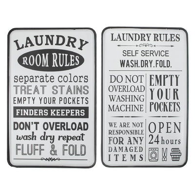 Metal Wall Sign Laundry Rules - Set of 2 Wall Decor|Panneau mural décoratif « Laundry Rules » en métal - ensemble de 2 décorations murales