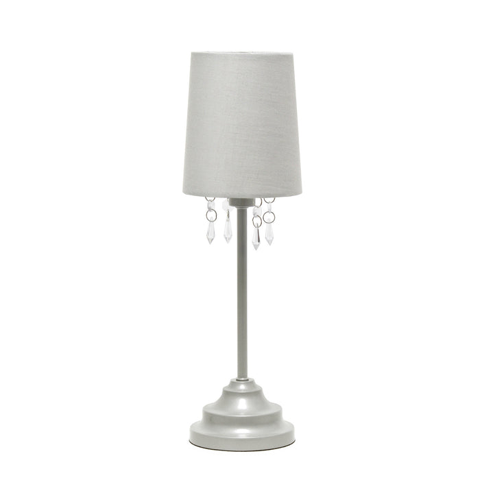 Simple Designs \t\tTable Lamp with Fabric Shade And Hanging Acrylic Beads