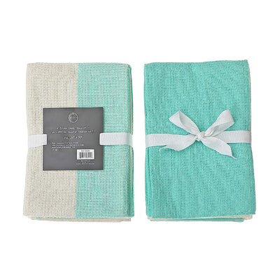 3 Pack Dual Waffle Kitchen Towel Set Seafoam Kitchen Linen|Paquet de 3 linges à vaisselle de couleur écume de mer à motif gaufré double pour la cuisine