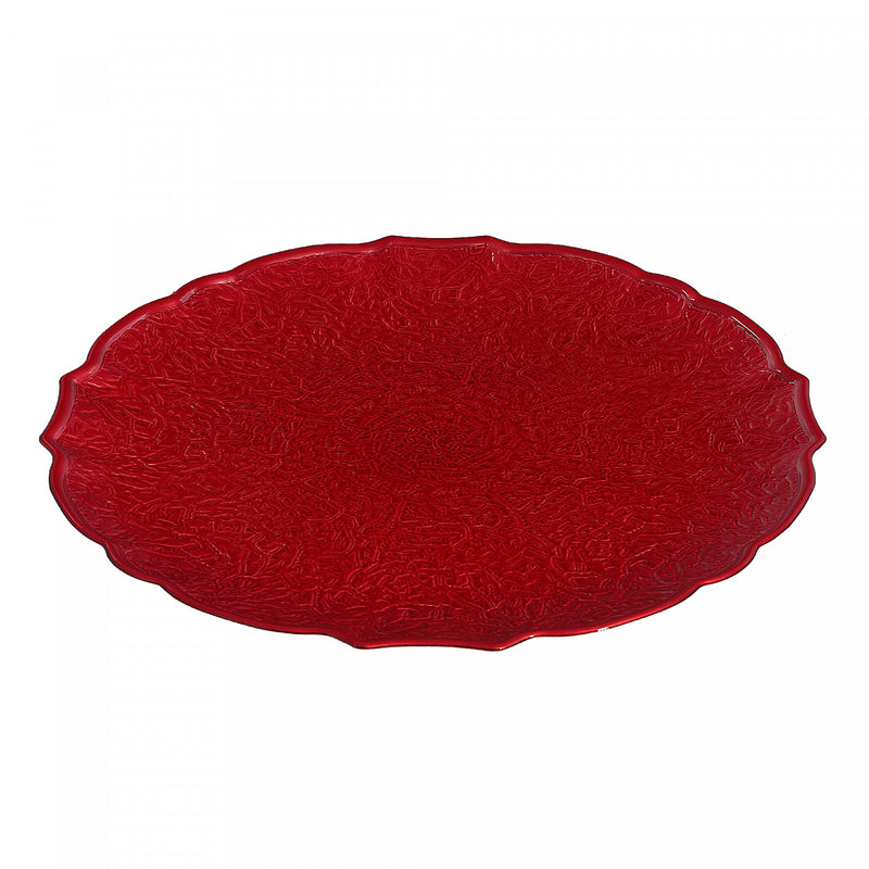 Round Serving Plate Textured Red - Set of 6 - The Brick