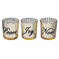 Glass Tealight Holders Joy/noel/peace - Set of 3 Candle Holder