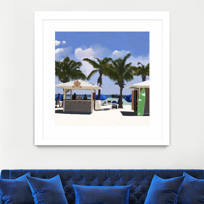 \"Key West Cabana I\" Matted and Framed White 36x36 Wall Art