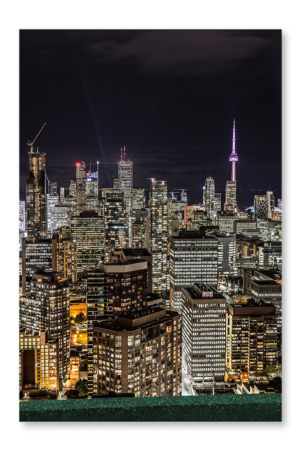 Downtown Toronto At Night 28x42 Wall Art Fabric Panel Without Frame