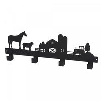 Metal Black 4 Hook Coat Hanger Farm Life Hooks