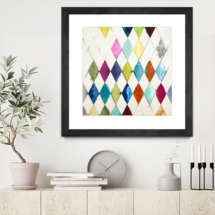 \"Diamonds\" Matted and Framed Black 36x36 Wall Art