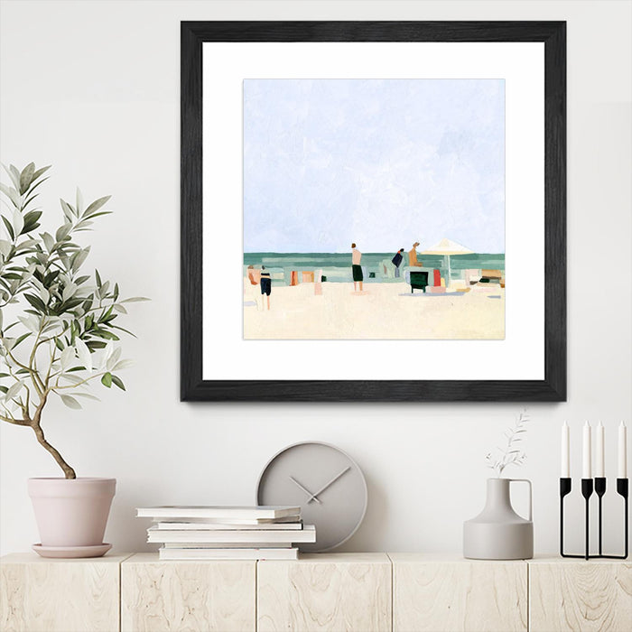 \"Family Vacation I\" Matted and Framed Black 30x30 Wall Art