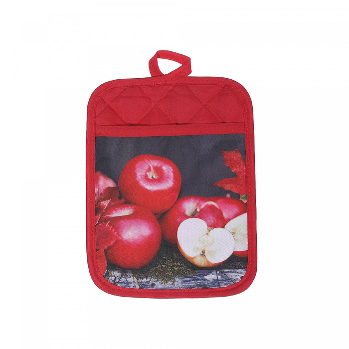 Potholder With Pocket Fresh Apples - Set of 4