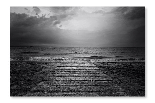 Bridge Into The Sea - Loneliness Concept In Bw 28x42 Wall Art Frame And Fabric Panel