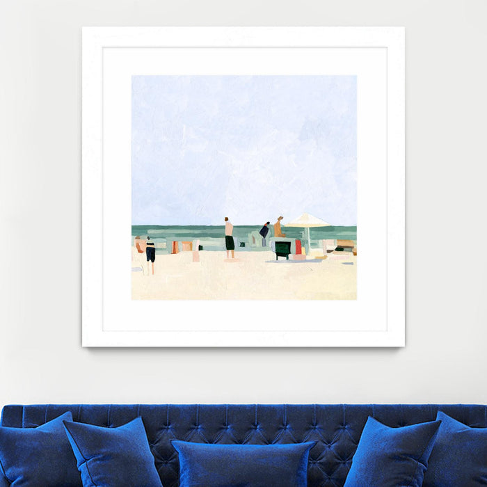 \"Family Vacation I\" Matted and Framed White 30x30 Wall Art