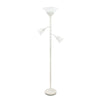 Elegant Designs 3 Light Floor Lamp with Scalloped Glass Shades, White