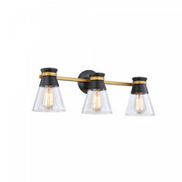 Kanata Black & Brushed Brass 3-Light Bathroom Vanity Light
