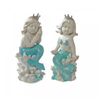 Polyresin Mermaid Sitting on Coral Figurine 