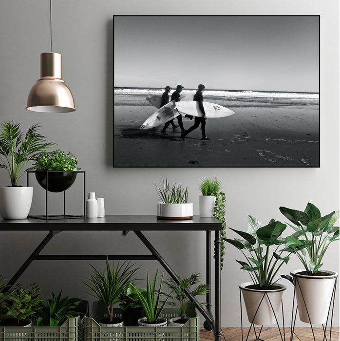 \"Surfers Iii\" Canvas Framed Black 32x24 Wall Art