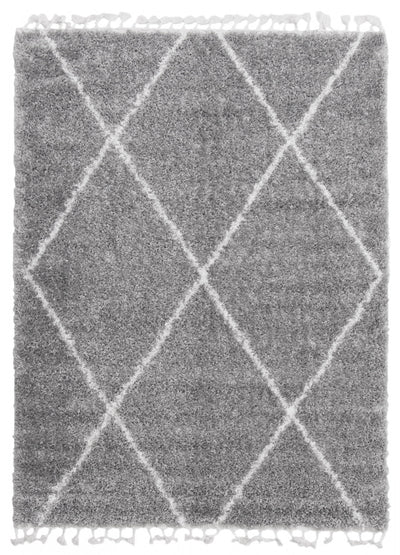 Helma Losange Light Grey Shag 3'11" X 5'11" Area Rug