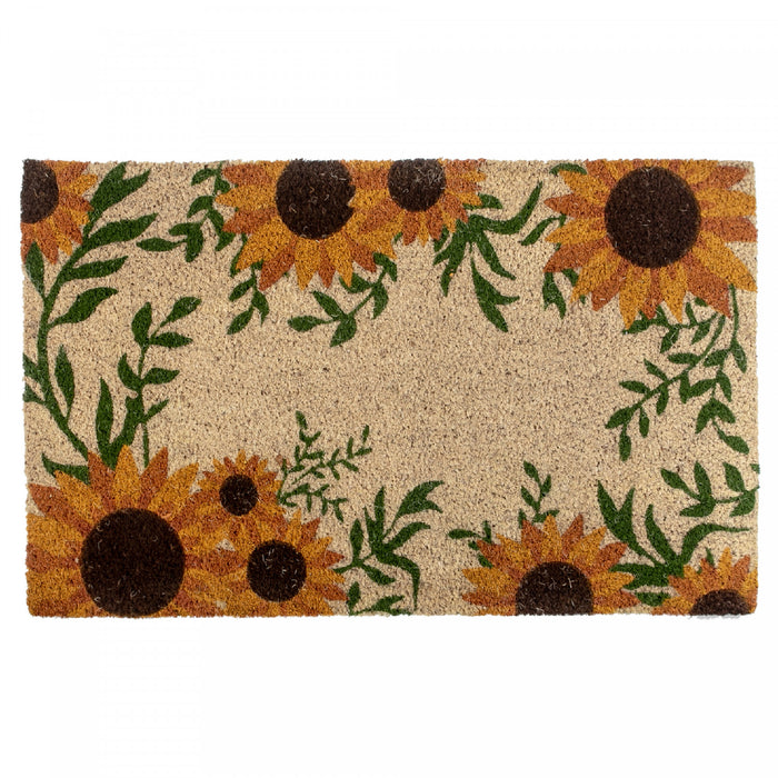 Coir Door Mat Sunflower Border Floormat