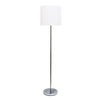 Simple Designs Brushed Nickel Drum Shade Floor Lamp, White