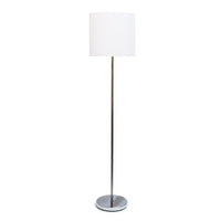 Simple Designs Brushed Nickel Drum Shade Floor Lamp, White