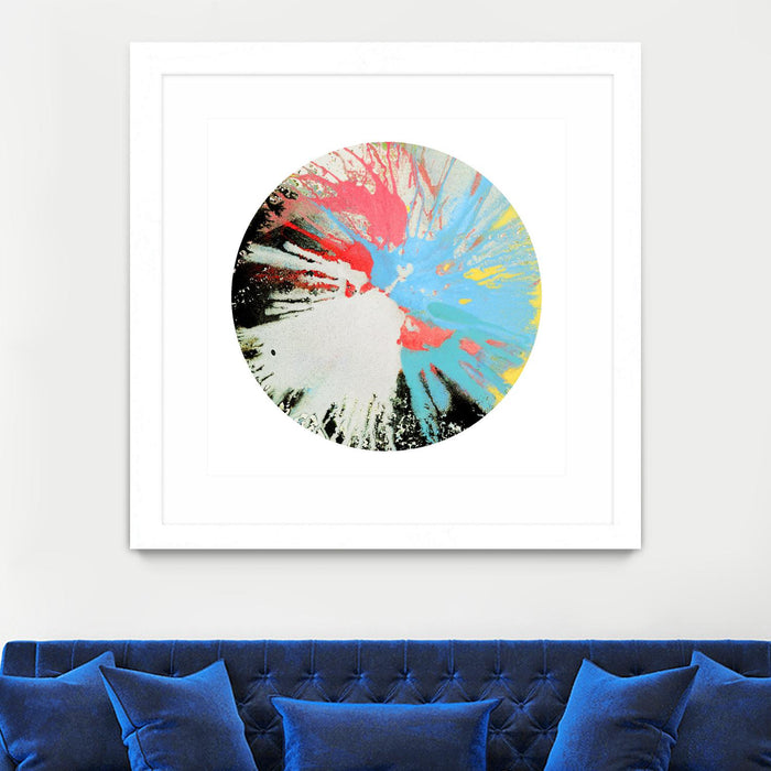 \"Spin Art 10\" Matted and Framed White 36x36 Wall Art