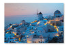 Santorini Island In Greece During Sunset 24x36 Wall Art Frame And Fabric Panel