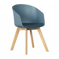 Flam Chair with Wooden Legs - Natural/Blue  