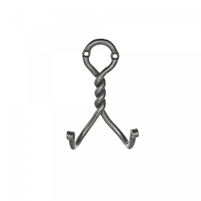 Double Twist Iron Wall Hook Antique Nickel - Set of 4 Hooks|Crochet mural en fer de couleur nickel antique avec double torsade - ensemble de 4 crochets