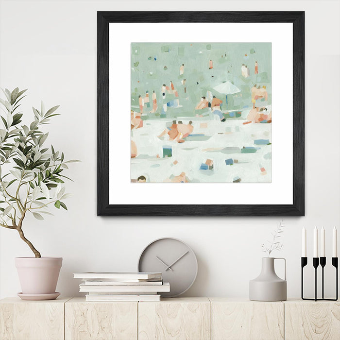 \"Summer Confetti I\" Matted and Framed Black 36x36 Wall Art