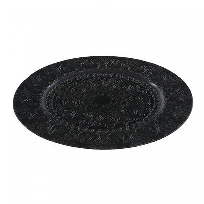 Charger Plate Lily Bulb Black 13" - Set of 6 Dinnerware|Assiette de présentation de 13 po noire ornée de bulbes de lys - ensemble de 6