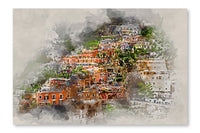 Digital Watercolor Painting Of Positano 28x42 Wall Art Frame And Fabric Panel