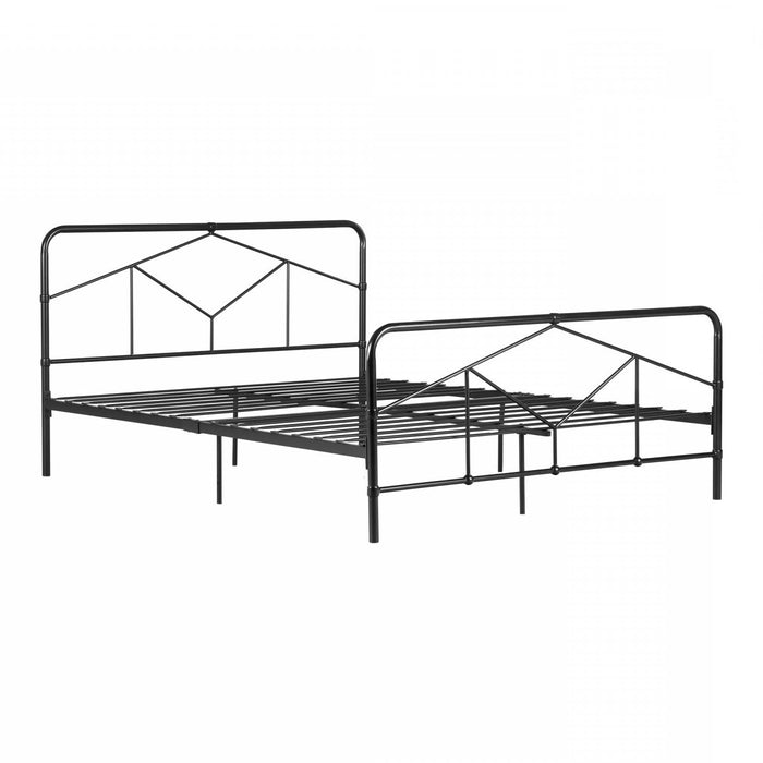 Sazena Full Geometric Metal Platform Bed - Matte Black