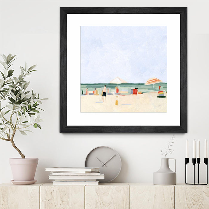 \"Family Vacation Ii\" Matted and Framed Black 36x36 Wall Art