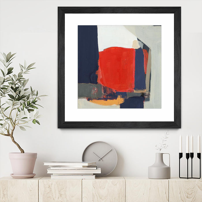 \"Orange Crush V6\" Matted and Framed Black 30x30 Wall Art