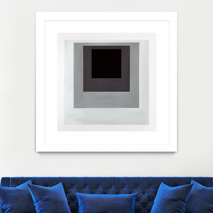 \"Inside Box Thinker\" Matted and Framed White 36x36 Wall Art