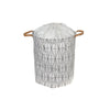 Round Fabric Hamper with Handle White Diamond