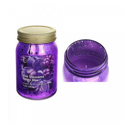 9.2oz Electroplated Mason Jar Candle Lilac Blossoms - Set of 2|Chandelle de 9,2 oz à arôme de fleurs lilas dans un pot Mason électroplaqué - ensemble de 2