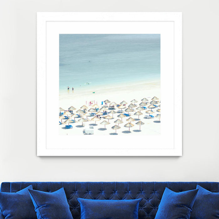 \"Sesimbra I\" Matted and Framed White 36x36 Wall Art