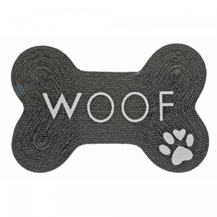 Braided Cotton Bone Shape Pet Mat Woof Paw Floormat