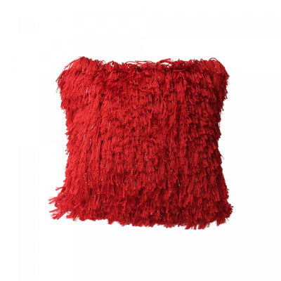 Furry Cushion Red - Set of 2 Cushions|Coussin à fourrure rouge - ensemble de 2 coussins