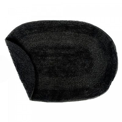 Reversible Cotton Oval Solid Color Bathmat 16 x 24 Black - Set of 2|Tapis de salle de bain ovale uni noir réversible 16 x 24 en coton - ensemble de 2