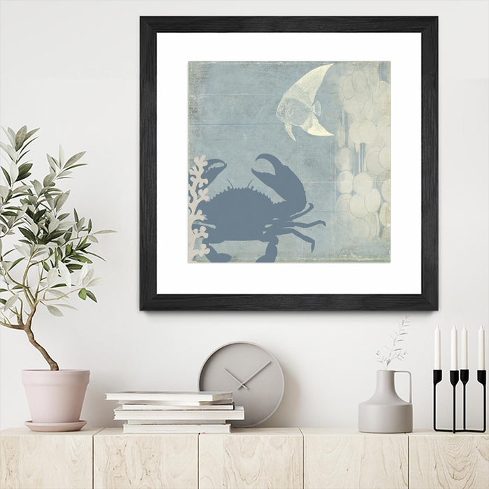 \"Ocean Life Ii\" Matted and Framed Black 30x30 Wall Art