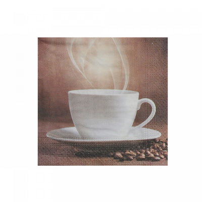 20 Pack 3 Ply Cocktail Napkin Steaming Coffee - Set of 6|Paquet de 20 serviettes cocktail à 3 épaisseurs ornées d’un café fumant - ensemble de 6 paquets