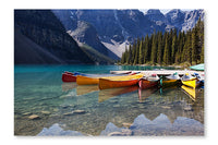 Canoes on Moraine Lake 16x24 Wall Art Fabric Panel Without Frame