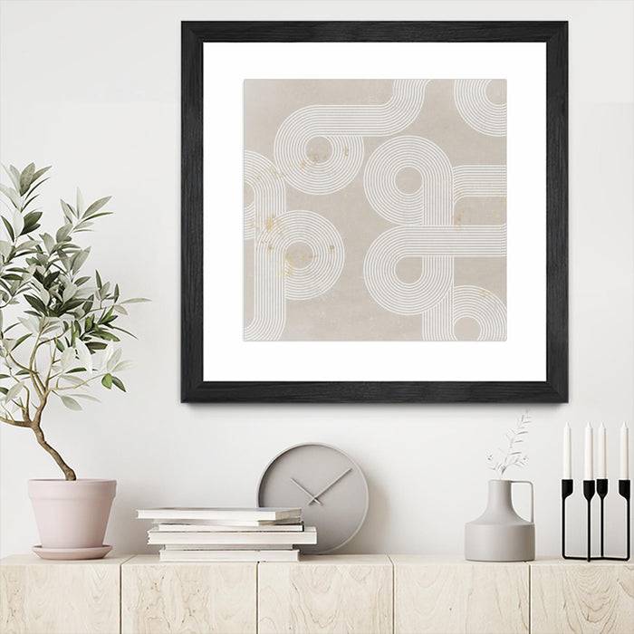 \"Fluxus I\" Matted and Framed Black 30x30 Wall Art