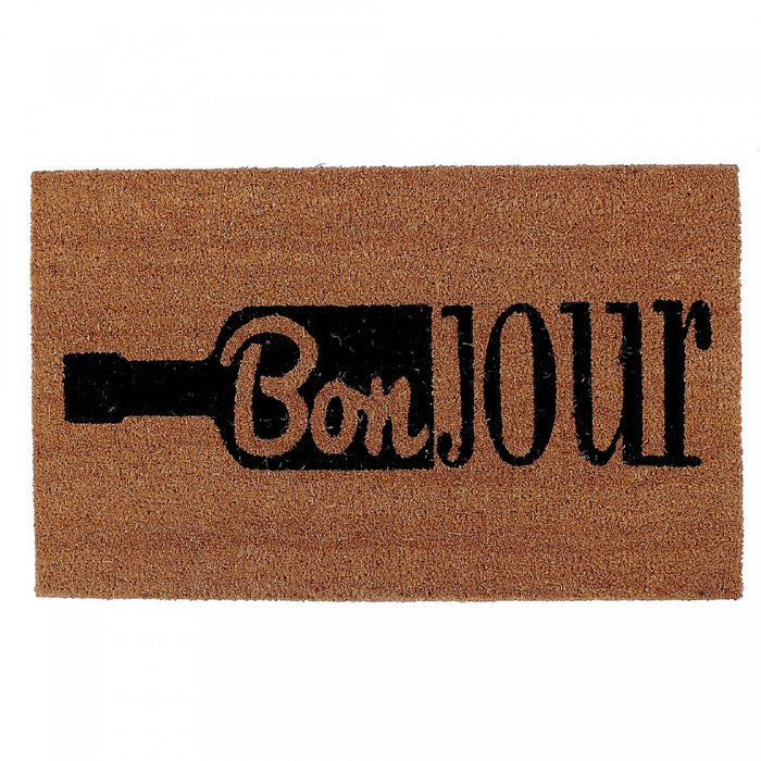 Coir Door Mat Bonjour Vin Floormat