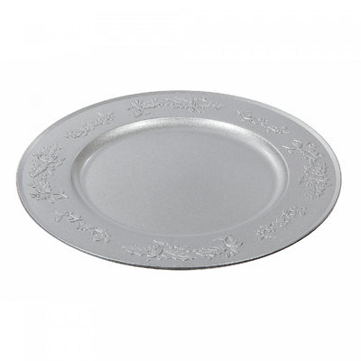 Charger Plate Ivy Silver Dinnerware|Assiette de présentation argentée ornée de lierre