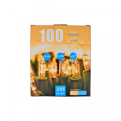 100 Lt Indoor/outdoor Mini Light Set Clear Bulbs - Set of 2 Christmas Lights|Jeu de 100 petites lumières pour l’intérieur et l’extérieur avec ampoules transparentes - ensemble de 2 jeux de lumières de Noël