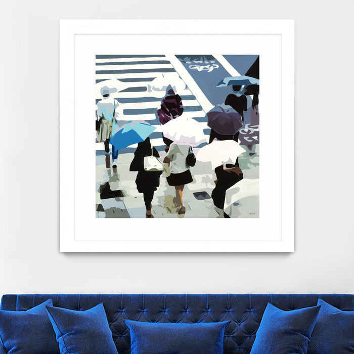 \"April Showers\" Matted and Framed White 30x30 Wall Art