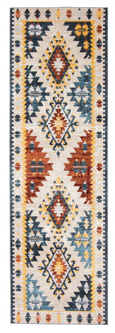 Mosaic Taupe/Copper Machine Washable Area Rug - 2'6" x 8'0"