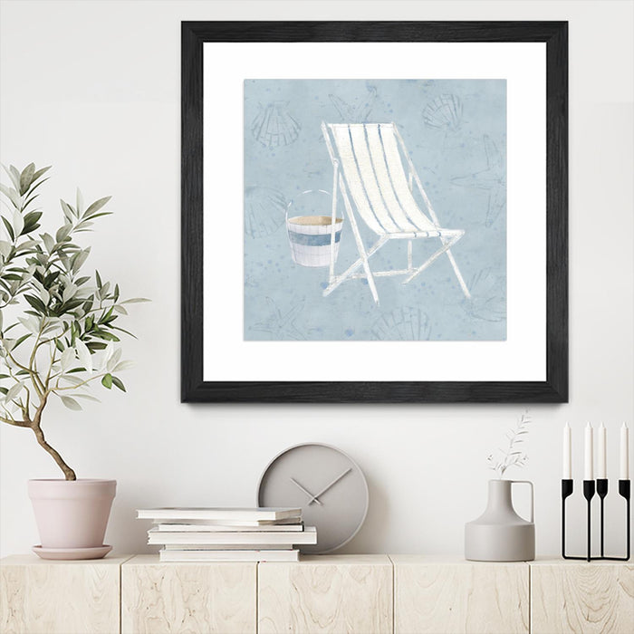 \"Serene Seaside Iii\" Matted and Framed Black 36x36 Wall Art