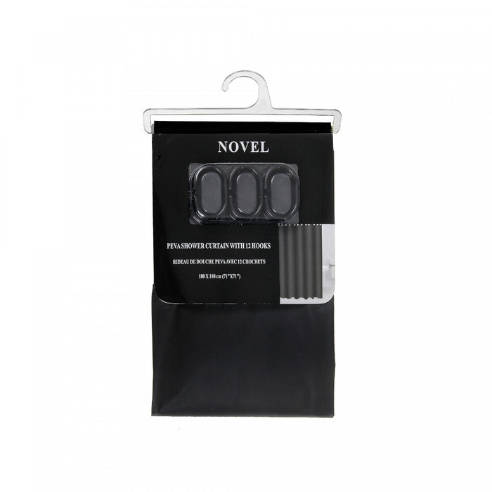 Peva Shower Curtain With 12 C Hooks 71x71 Black