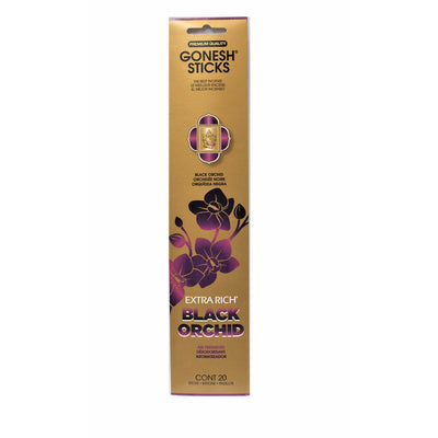 Gonesh Stick Black Orchid Set of 8 Incense Sticks|Ensemble de 8 paquets de bâtons d’encens à l’orchidée noire de Gonesh